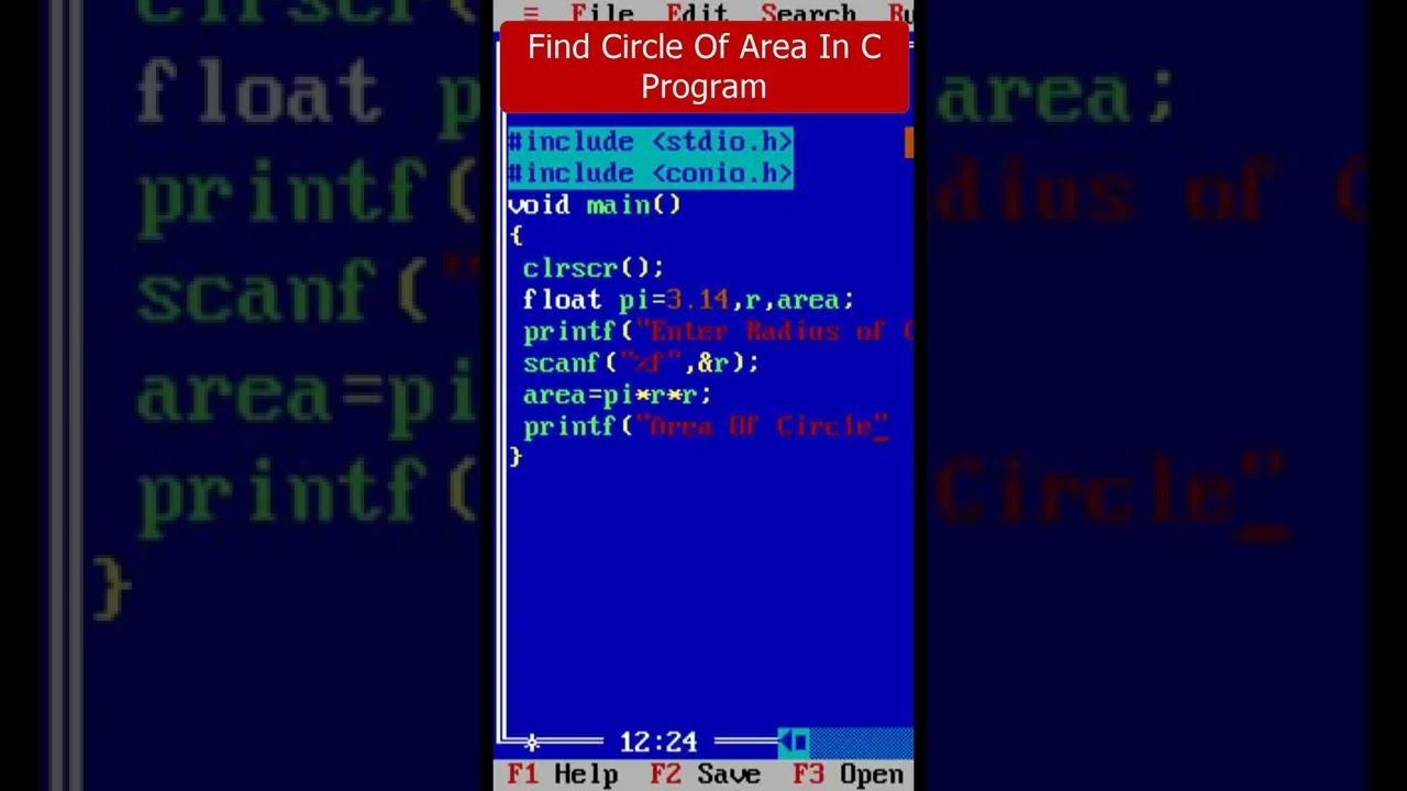 Calculate Area of circle Part 18 | C Programming #shorts #coding – The ...